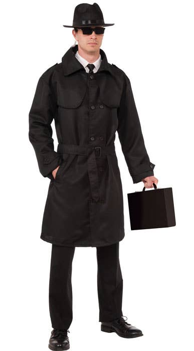 Men's Secret Agent Trench Coat Spy Costume Front