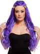 Image of Long Purple Fortune Teller Women's Costume Wig with Coins