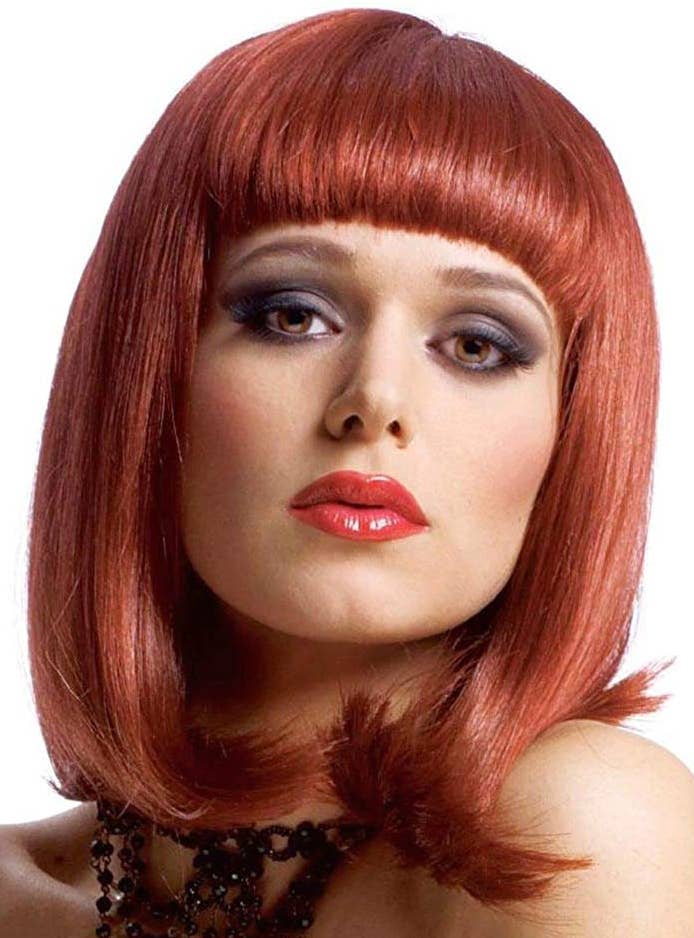 Burgundy Red Bob Costume Wig | Womens Red Bob Party Wig