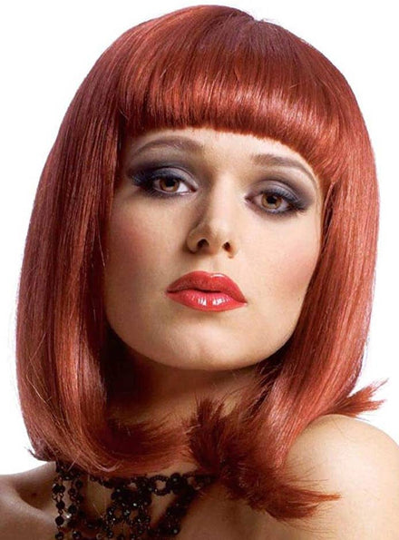 Women's Burgundy Red Peggy Sue Bob Costume Wig Accessory