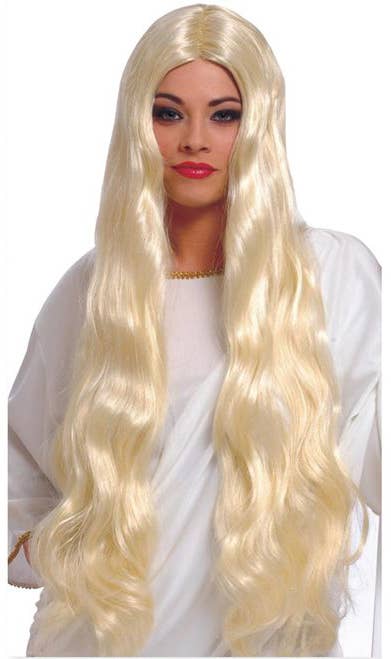 Women's extra long platinum wavy costume Blonde wig - main image