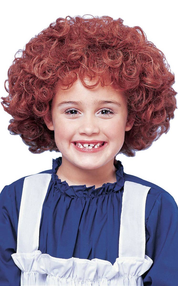 Annie Orphan Girls Red Costume Wig | Short Red Curly Wig For Kids