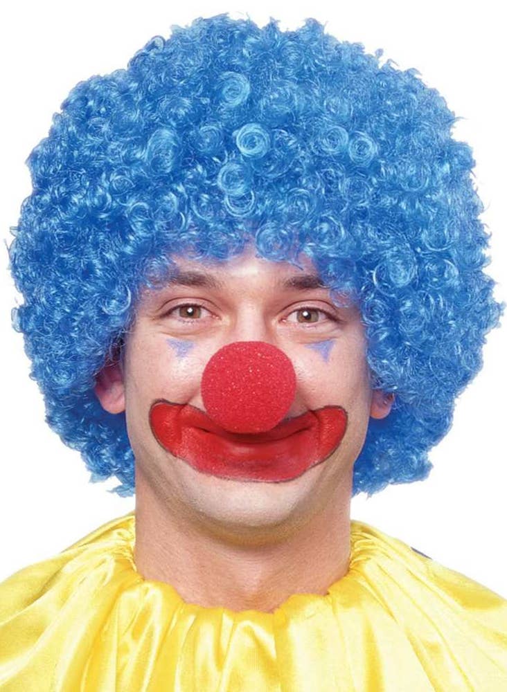 Bright Blue Adult's Clown Afro Wig Costume Accessory For Men or Women