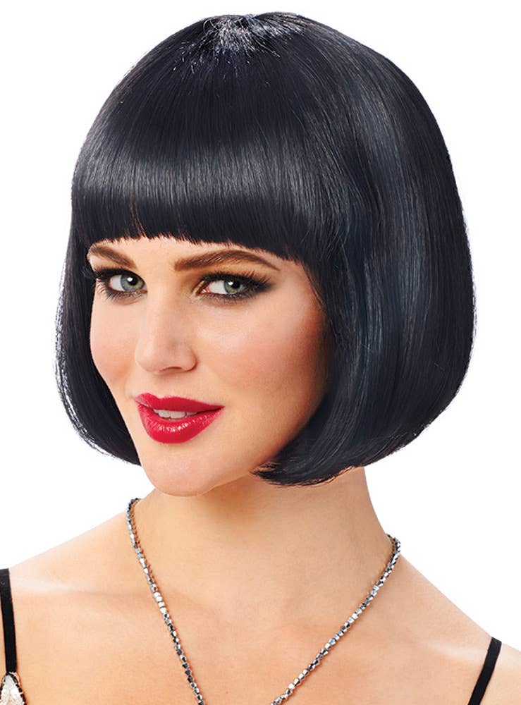 Womens Raven Black Short Costume Wig | Womens Short Bob Black Wig