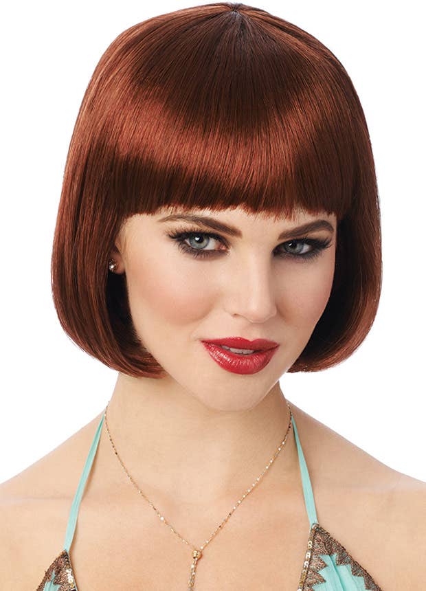 Women's short natural-looking red  bob costume wig main image