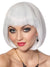 Classic women's short white bob costume wig with fringe main image