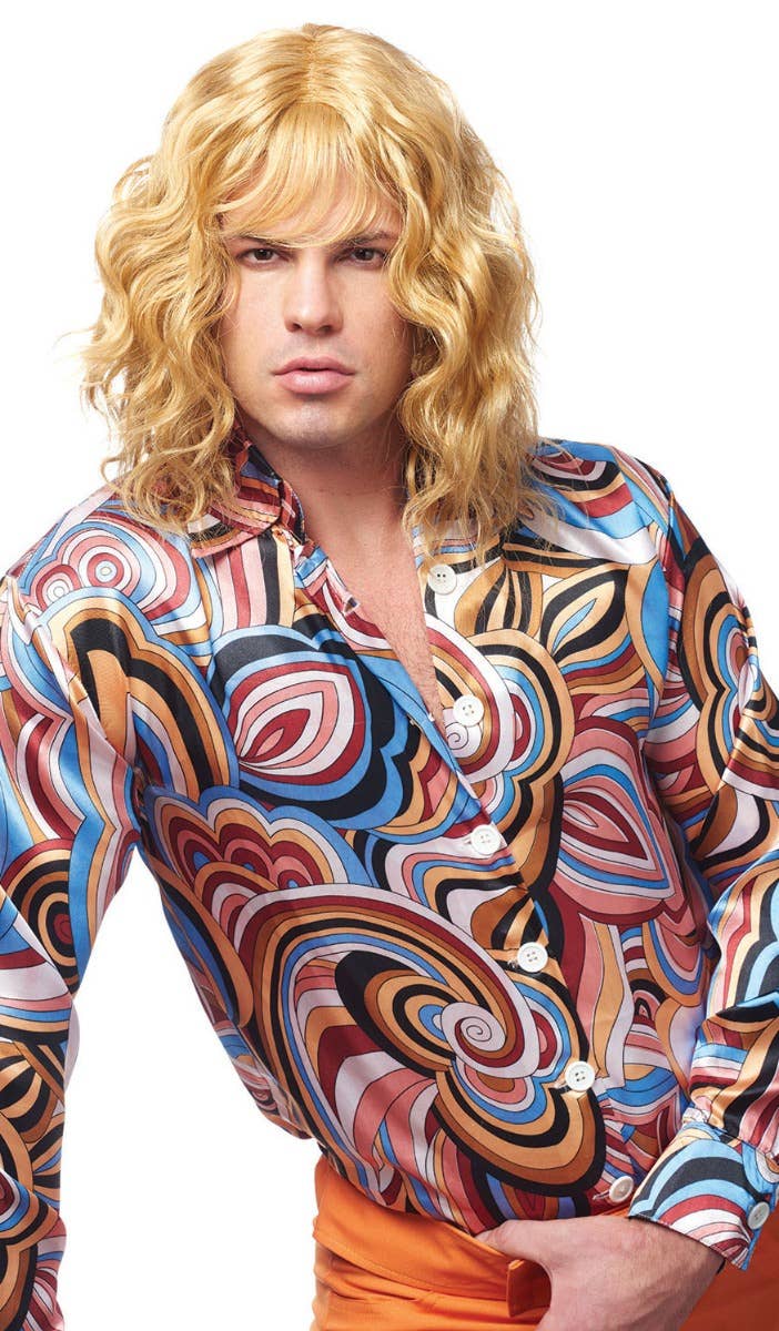 Men's Long Blonde Wavy Model Dude Hansel Zoolander Costume Wig Alternative Image