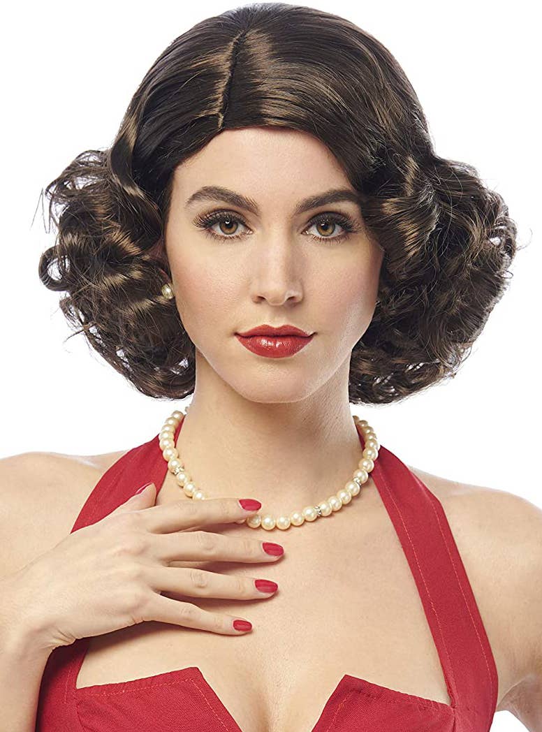 Short Curly Brown Women's 1950's Costume Wig