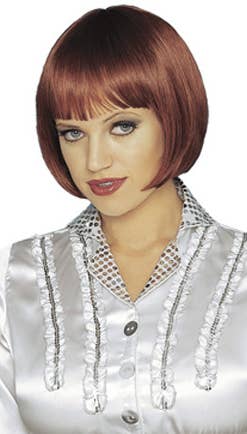 Women's Short Natural Red Bob Wig with Fringe