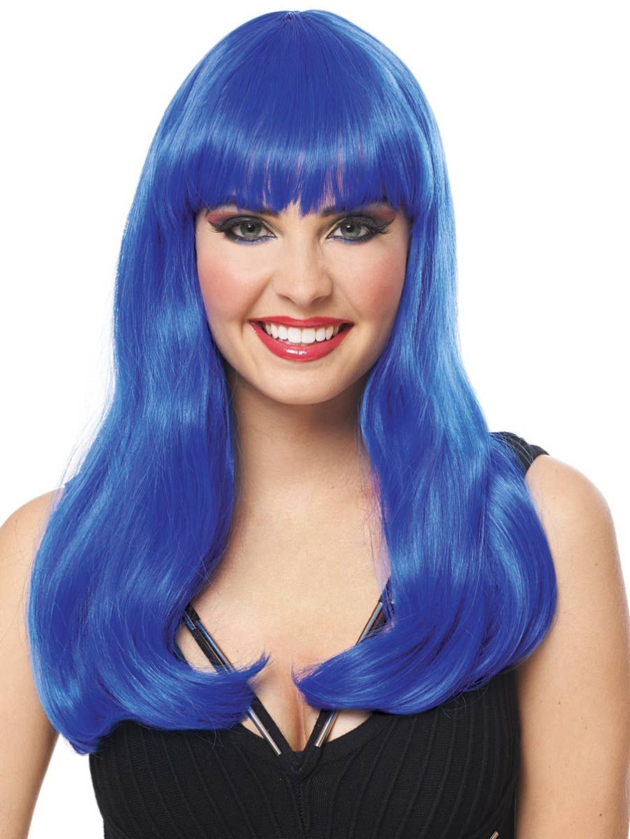 Womens Deluxe Long Blue Costume Wig | Navy Blue Deluxe Womens Wig