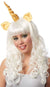 Women's Mytsic Unicorn White Curly Wig With Gold Satin Ears And Horn Costume Accessory