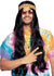 Men's extra long black hippie costume wig with headband main image