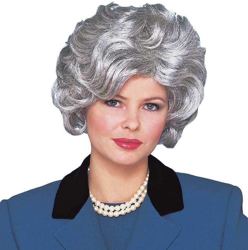 Women's Old Lady Silver Costume Wig Front View