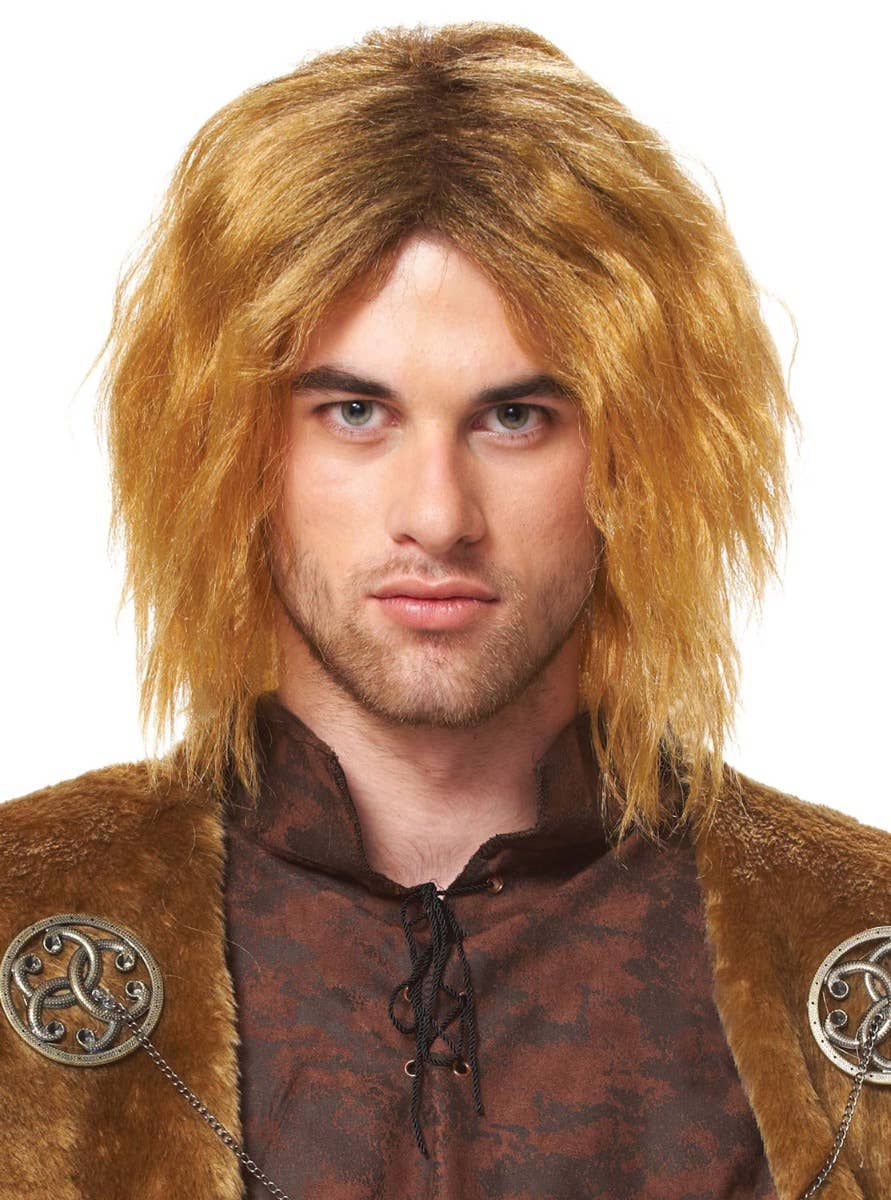 Medieval Men's Dark Blonde Short Costume Wig Main Image