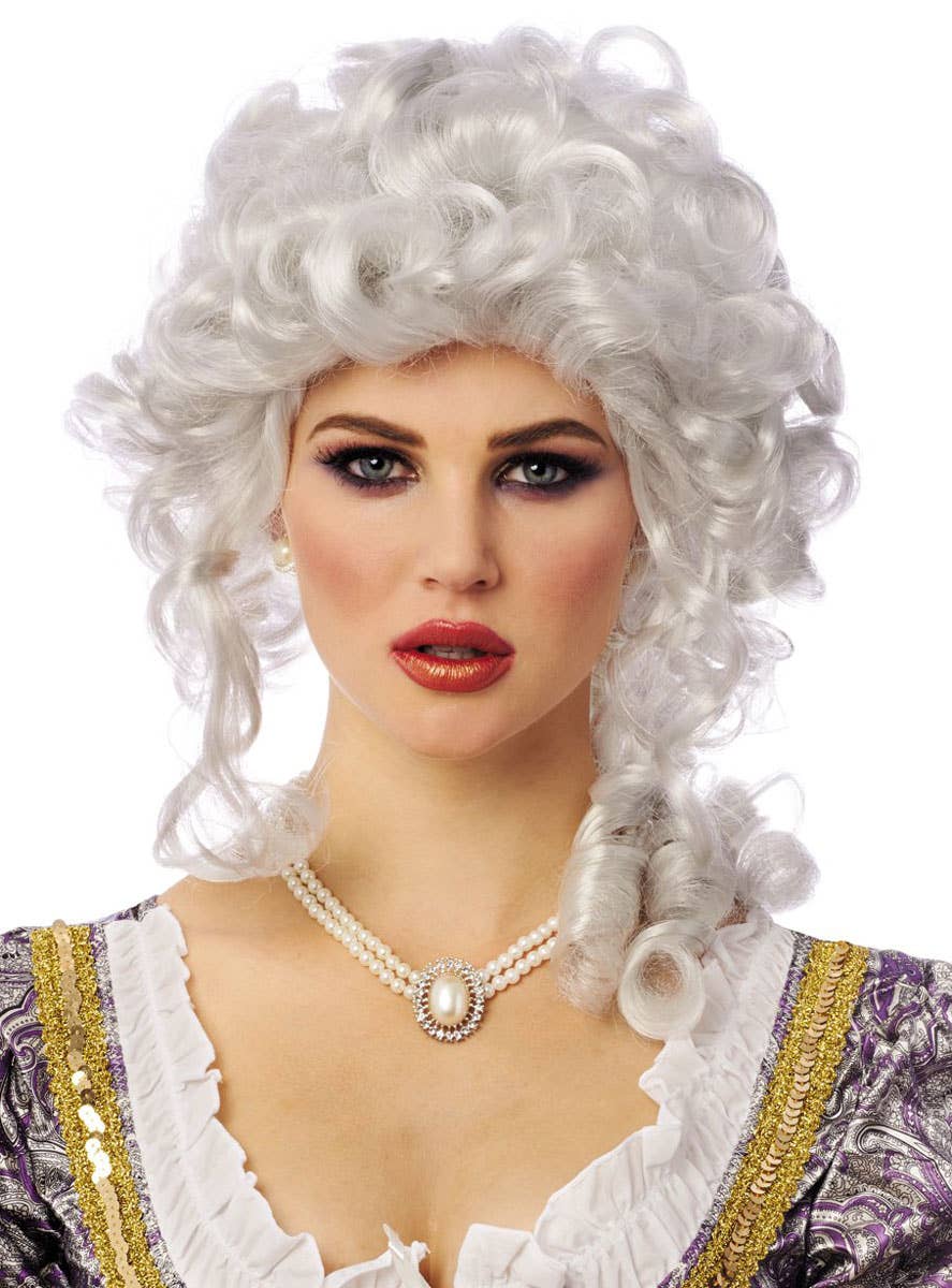 Platinum White French Queen Marie Antoinette Updo Women's Costume Wig