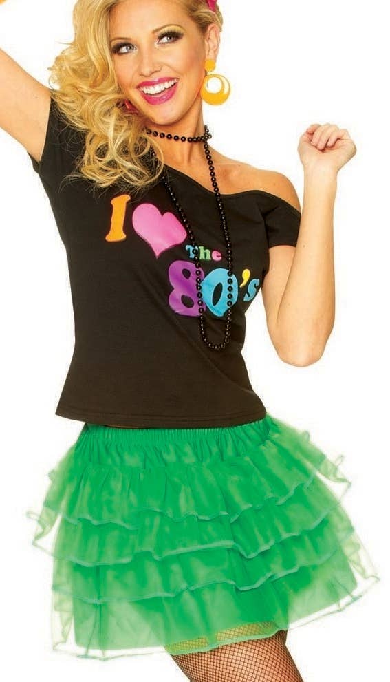 Womens Green 1980s Fashion Ra Ra Skirt Costume Accessory - Main Image