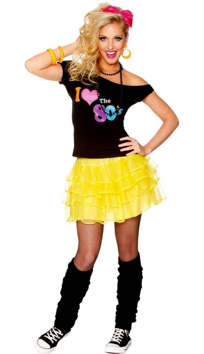 Yellow 1980s Costume Petticoat | Womens Neon Yellow Ra Ra Skirt