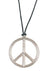 Silver Peace Necklace with Black Strap Front View