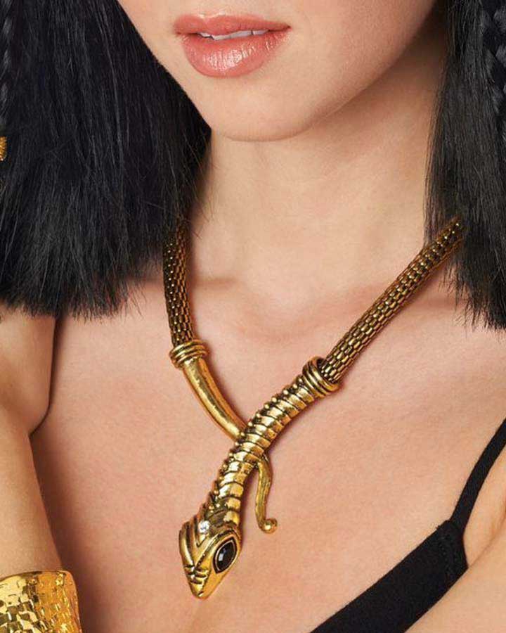 Gold Cleopatra Snake Costume Necklace Front View