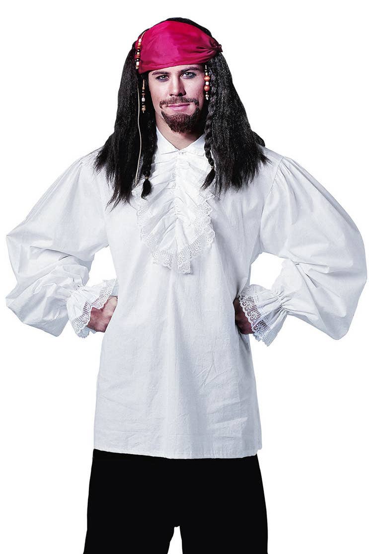 Men's Ruffled White Pirate Costume Shirt