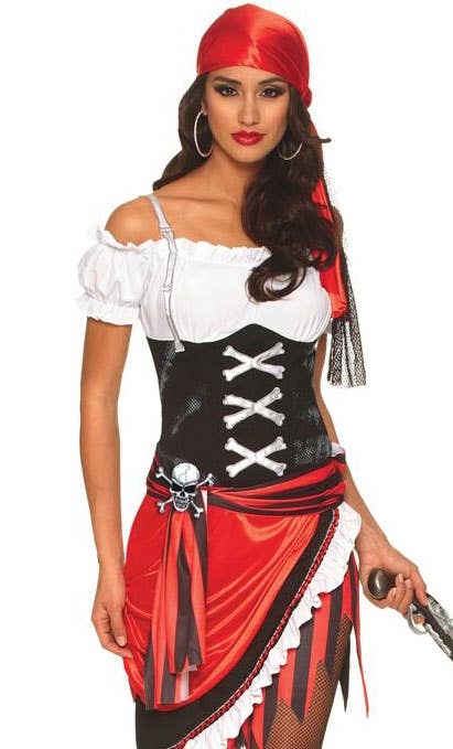 Women's Sexy Pirate Vixen Fancy Dress Costume Close Image