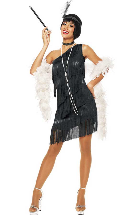 Black Lurex Women's 1920's Flapper Costume
