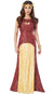 Women's Deep Red and Gold Medieval Noble Lady Fancy Dress Costume Main Image