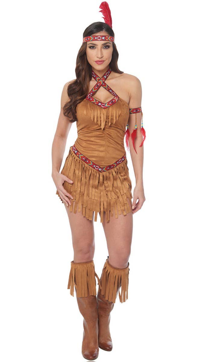 Women's Sexy Native American Indian Princess Fancy Dress Costume Main Image