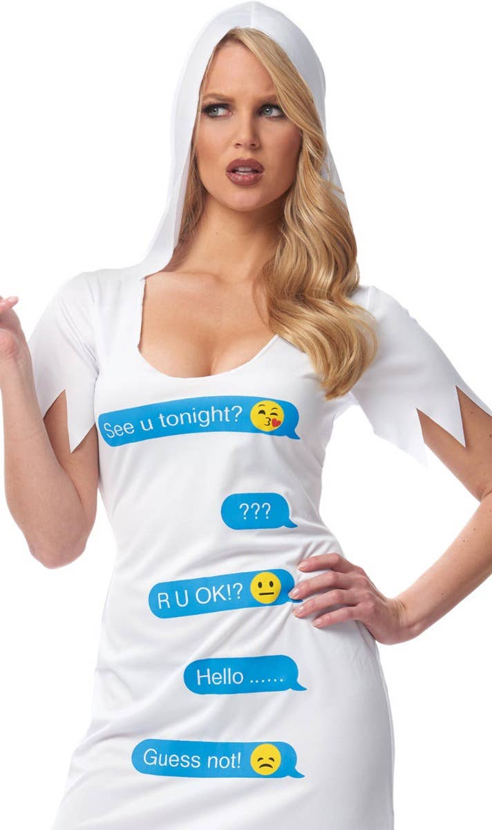 Women's Funny Ghosted Text Message Halloween Costume Close Image