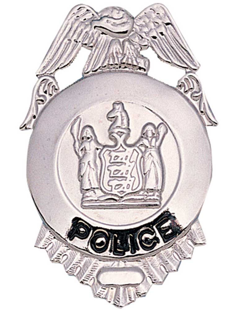 Silver Police Costume Badge Front View