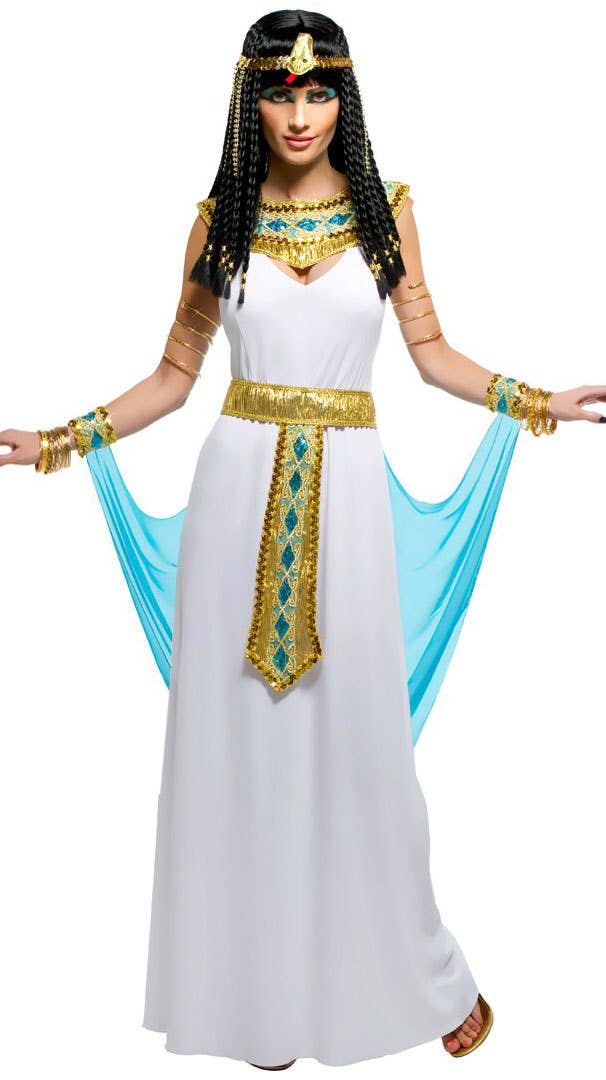 Women's Sexy Blue and Gold Queen Cleopatra Egyptian Fancy Dress Costume