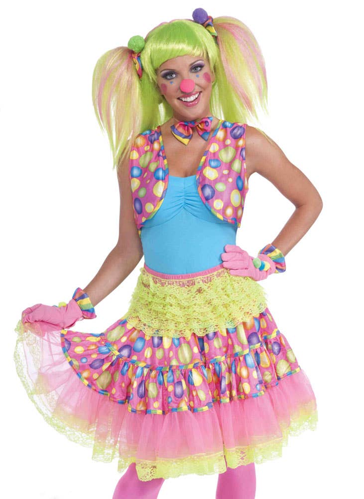 Colourful Polka Dot Circus Sweetie Clown Costume Vest for Women - Alternate Image