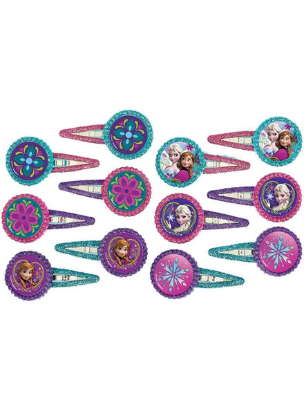 Image of Frozen Pack of 12 Hair Clips Costume Accessory