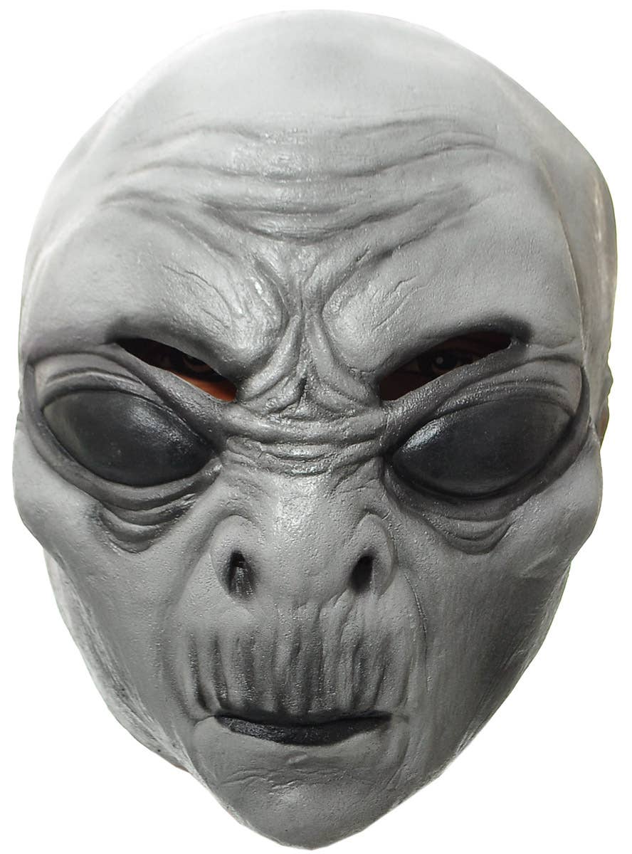 Image of Full Head Grey Latex Alien Costume Mask - Front View