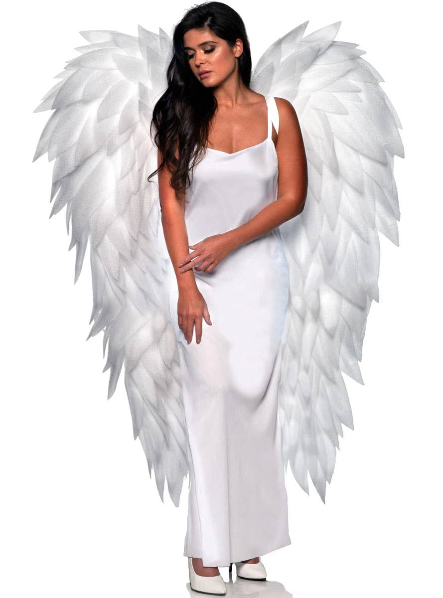 Image of Full Length White Featherless Angel Costume Wings - Main Image