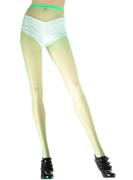 Image of Full Length 80's Neon Green Fishnet Costume Stockings