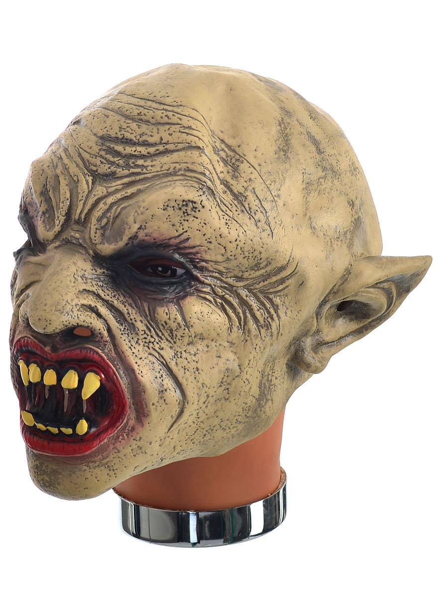 Image of Deluxe Vampire Rubber Latex Halloween Costume Mask - Side View
