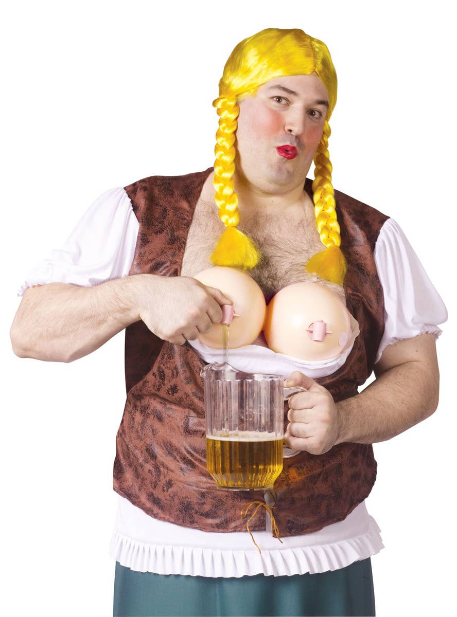 Plus Size Men's Funny Miss Oktoberbreasts Costume Drink Dispencer  Image