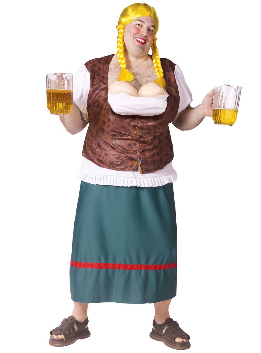 Plus Size Men's Funny Miss Oktoberbreasts Costume Main Image