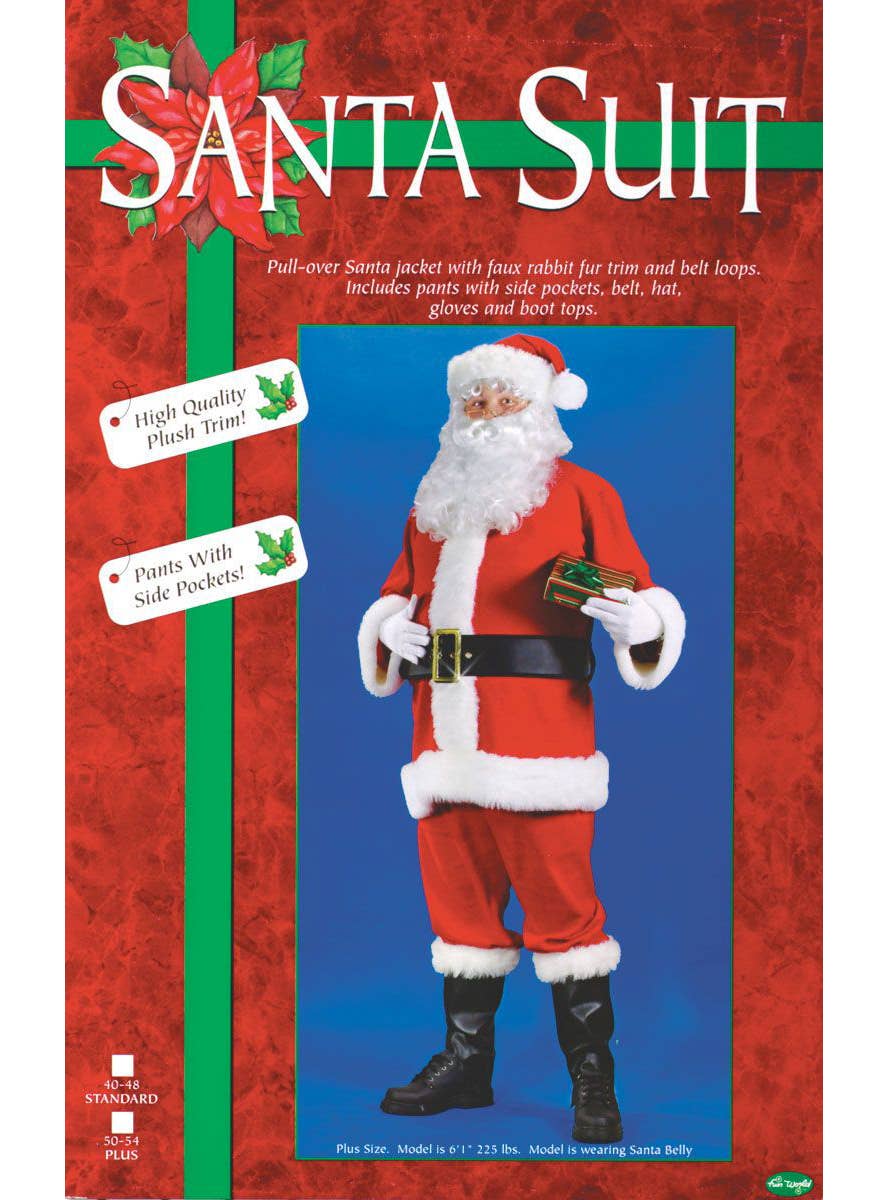 Men's Plus Size Red Felt Santa Claus Christmas Costume - Product Image