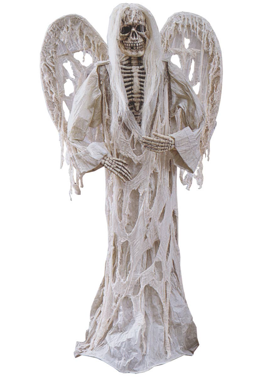 White Gauze Covered Winged Skeleton Halloween Decoration - Main Image