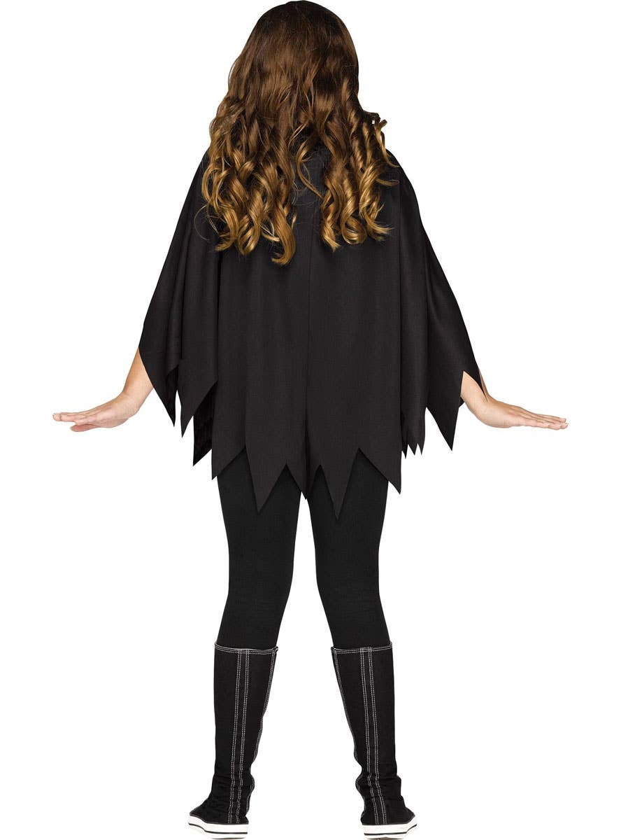 Black and White Skeleton Bones Halloween Costume Poncho for Girls - Back Image