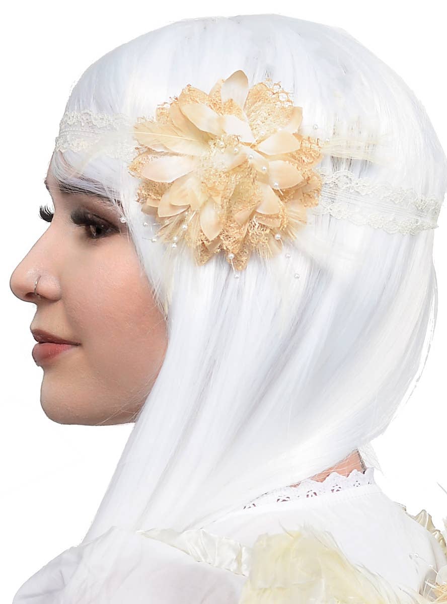 Cream White Wings and Headband Angel Set Close Image