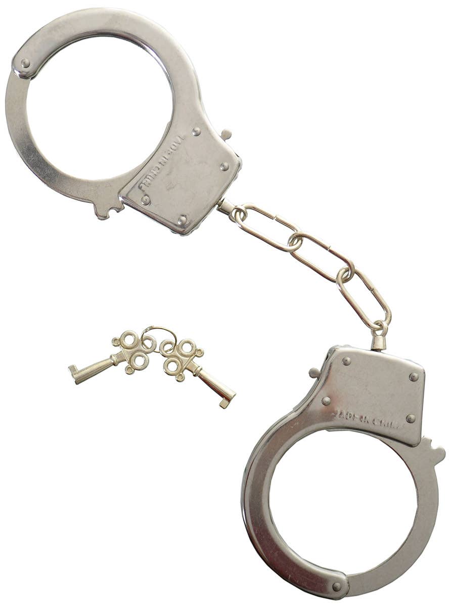 Image of Novelty Silver Metal Police Handcuffs Costume Accessory