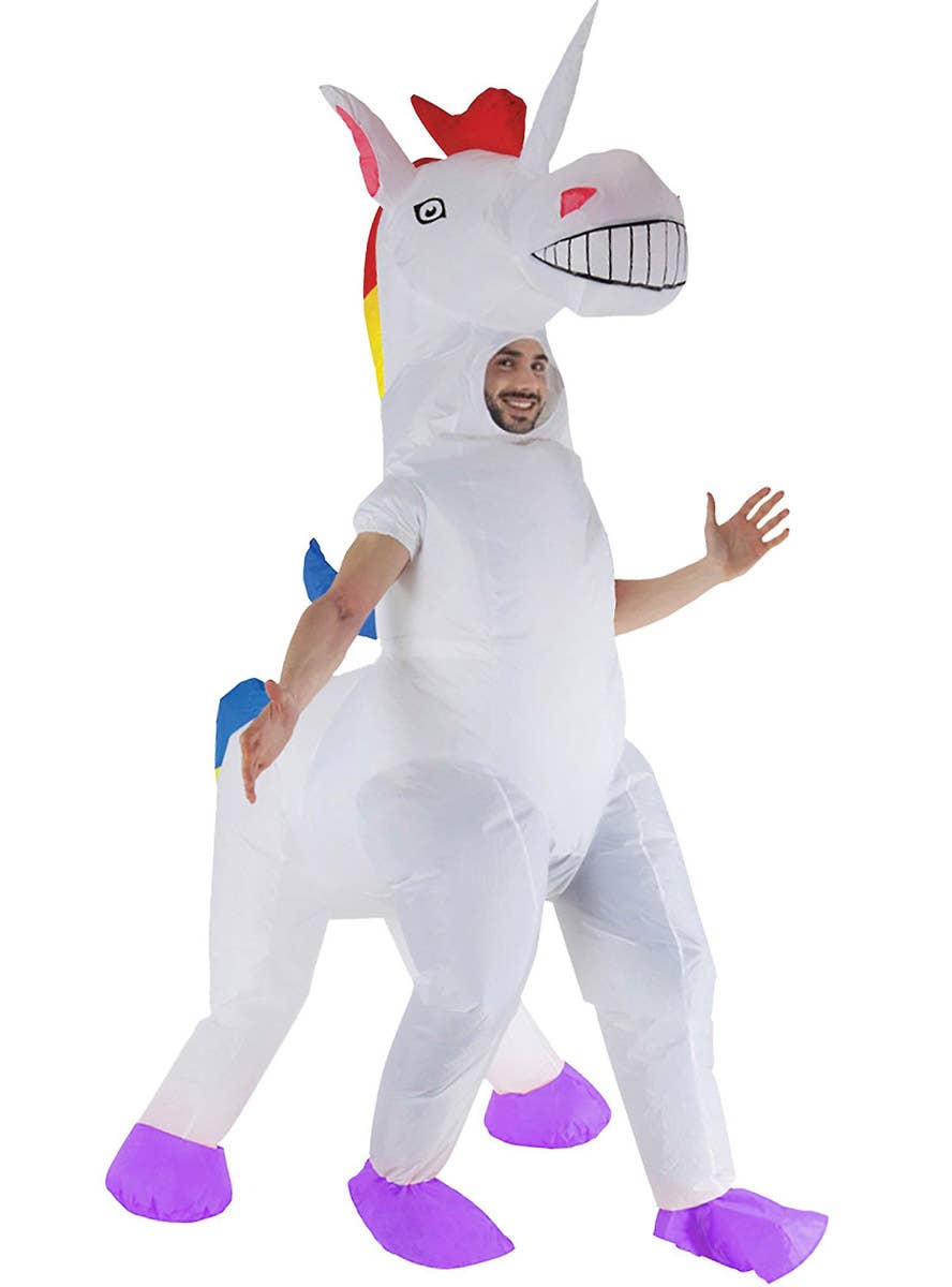 Image of Inflatable White 4 Legged Unicorn Adults Costume