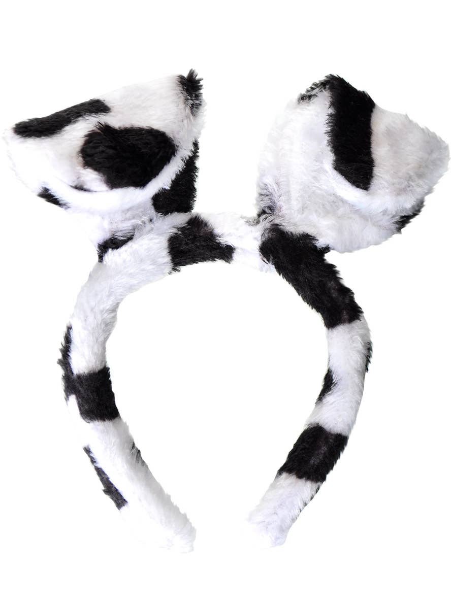 Image of Fluffy Black and White Kids Dalmatian Ears Headband - Main