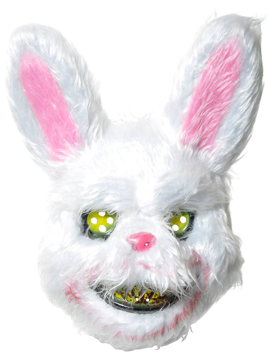 Image of Furry White Evil Bunny Rabbit Halloween Costume Mask