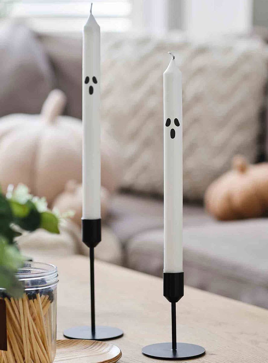 Image of Ghost Face 2 Pack Candles Halloween Decoration - Alternate Image