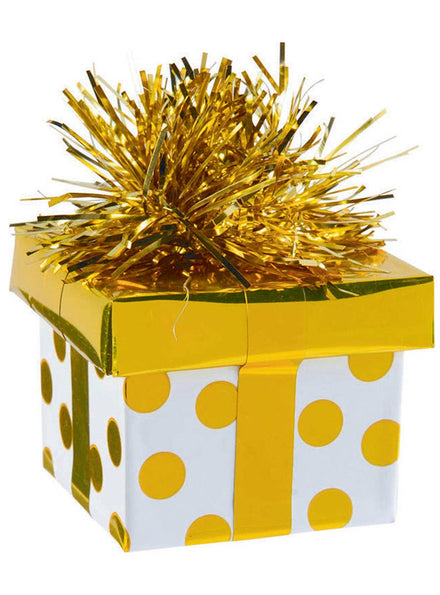 Image of Polka Dot Gold Present Balloon Weight