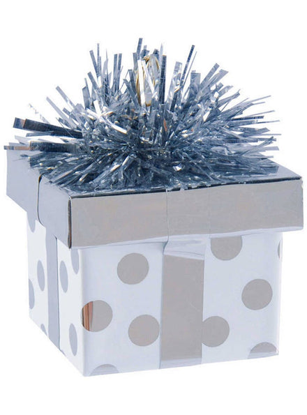 Image of Polka Dot Silver Present Balloon Weight